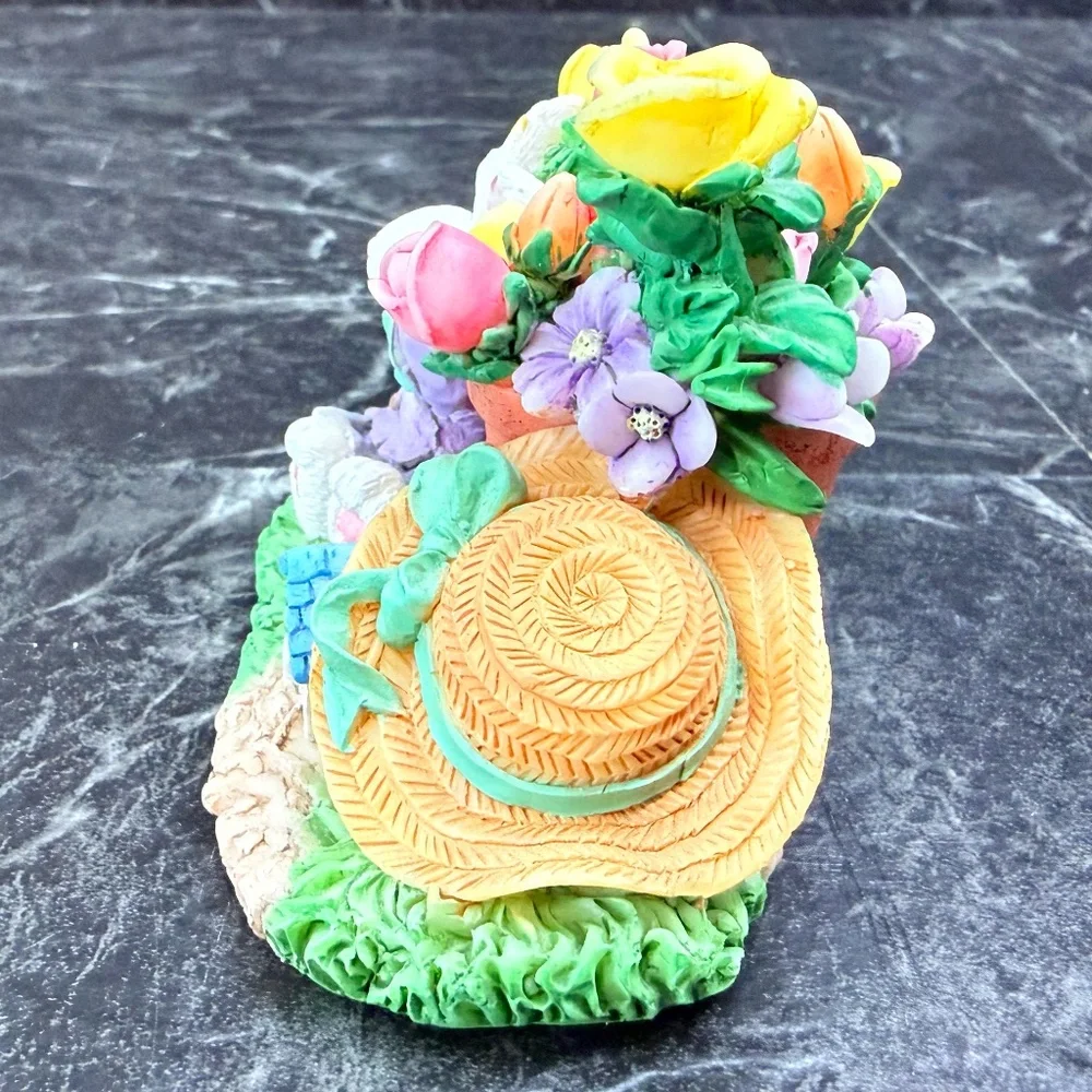 Bunny With Flowers Figurine